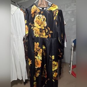 SHEIN Black Dress with Yellow Floral Accents